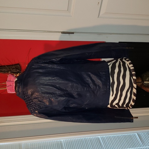 FF THERAPY BLUE SMALL FAUX LEATHER MOTORCYCLE JACKET - Picture 5 of 9